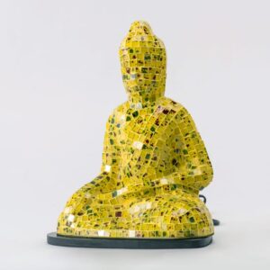 Lampara Mosaico Buddha Celeste Y Amarillo