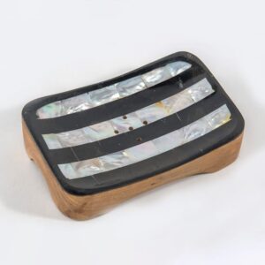 Jabonera Nacar Color Blanco Con Negro Ovalada