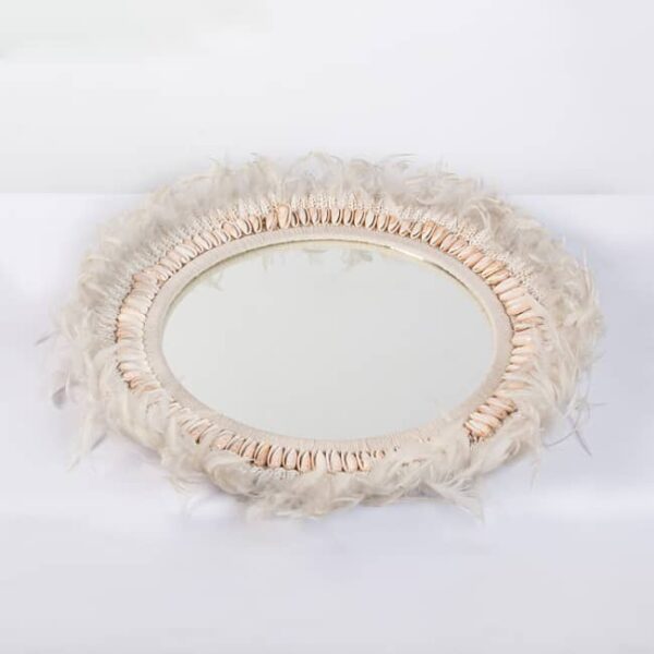 Espejo Conchas Con Plumas 60Cm