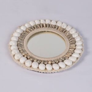 Espejo Redondo Concha Con Plumas