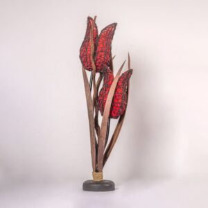 Lampara 2 Flores Natural Rojo